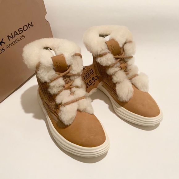 Mark Nason Los Angeles Shogun Genuine Sheep Shearling Fur Tan Suede Boots 6.5 - Picture 5 of 10